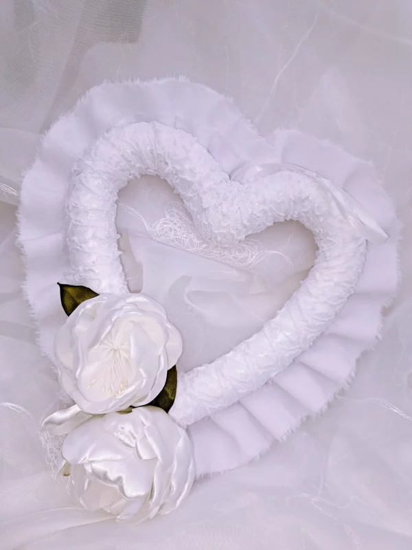 Dekoracja Ślubna Białe Serce Z Kwiatem